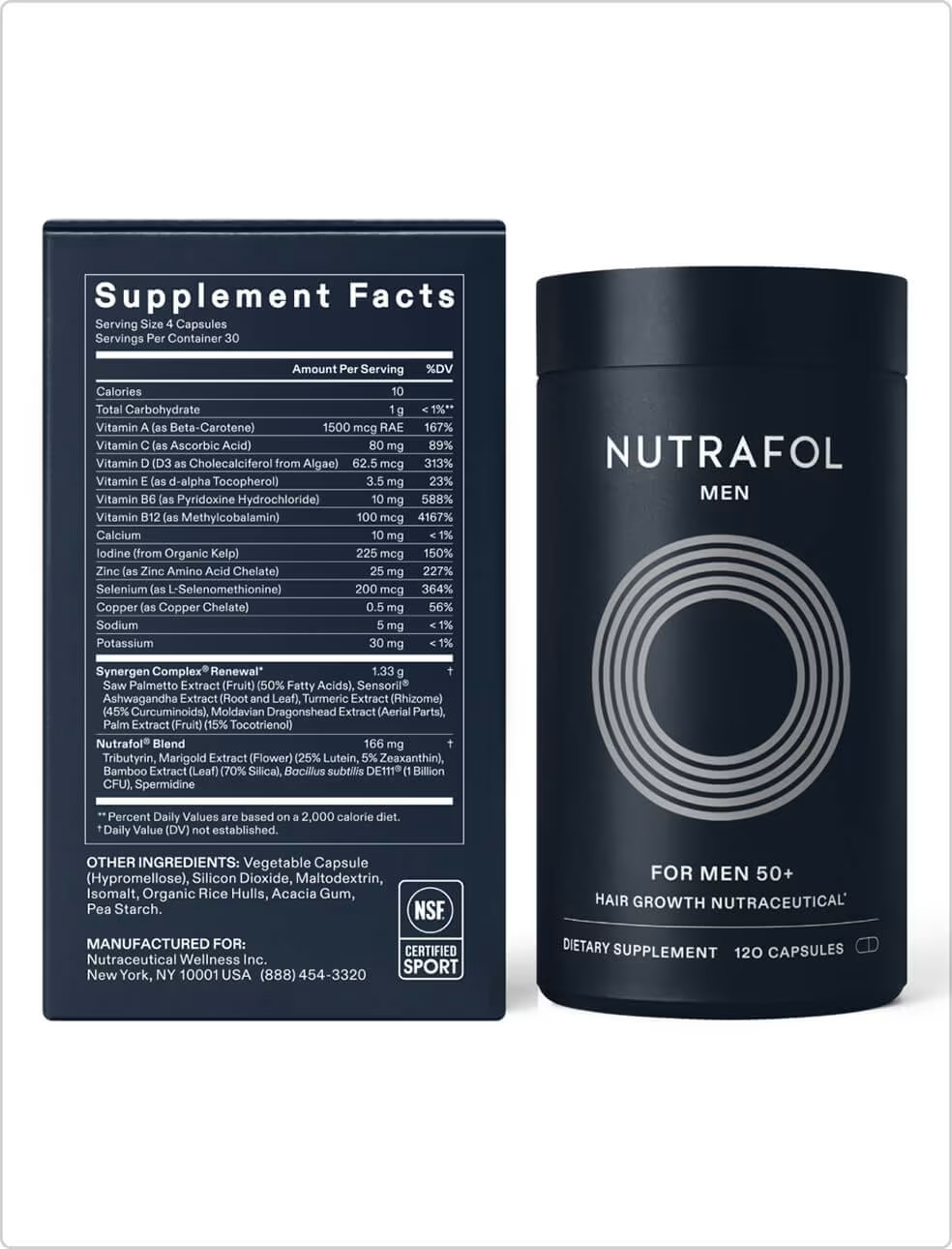 Nutrafol Men Hair Growth Supplements, Ages 18-49, 1-Month Bottle