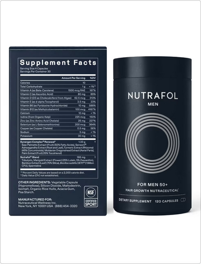 Nutrafol Men Hair Growth Supplements, Ages 18-49, 1-Month Bottle